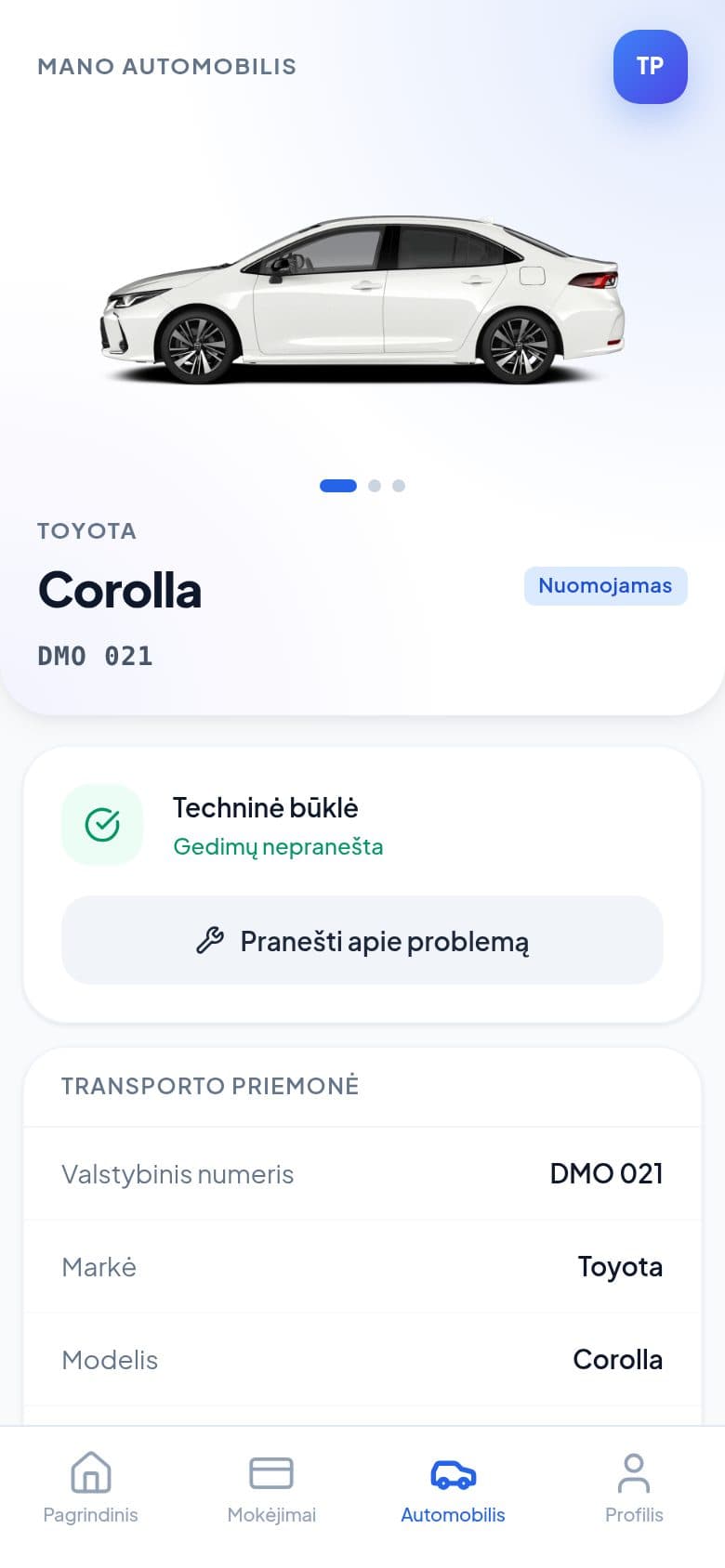 BPARTNERIS — vairuotojo programėlė