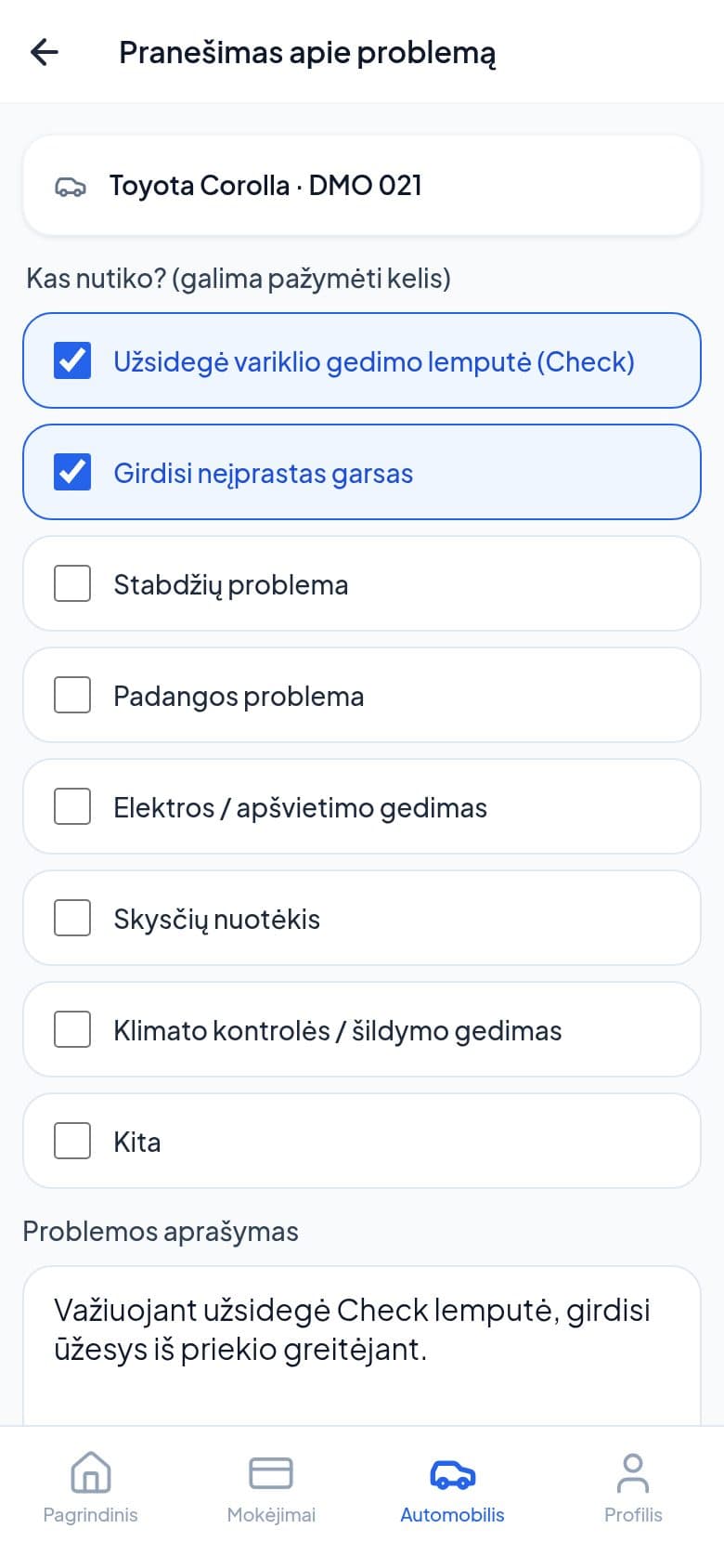 BPARTNERIS — vairuotojo programėlė