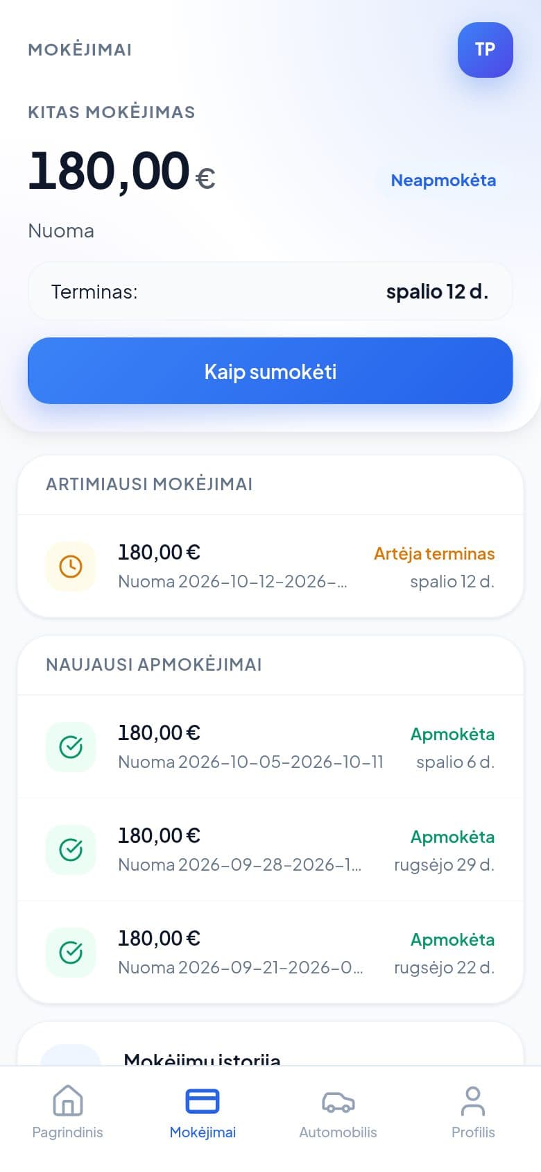 BPARTNERIS — vairuotojo programėlė