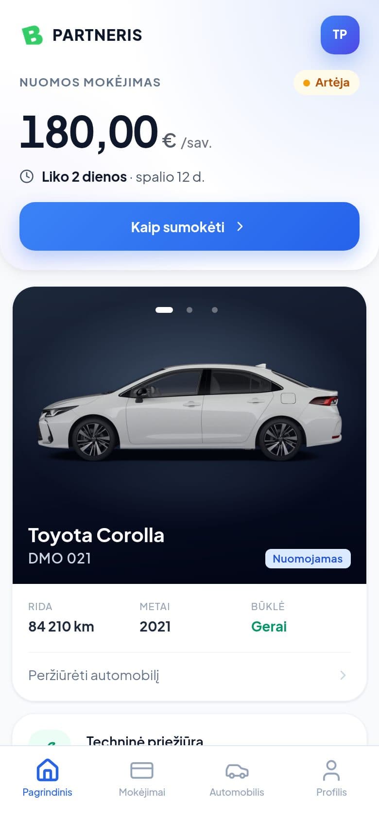 BPARTNERIS — vairuotojo programėlė